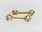14G Gold Elegant Opal Nipple Barbell.  Nipple Piercings. Nipple Rings. Nipple Jewelry